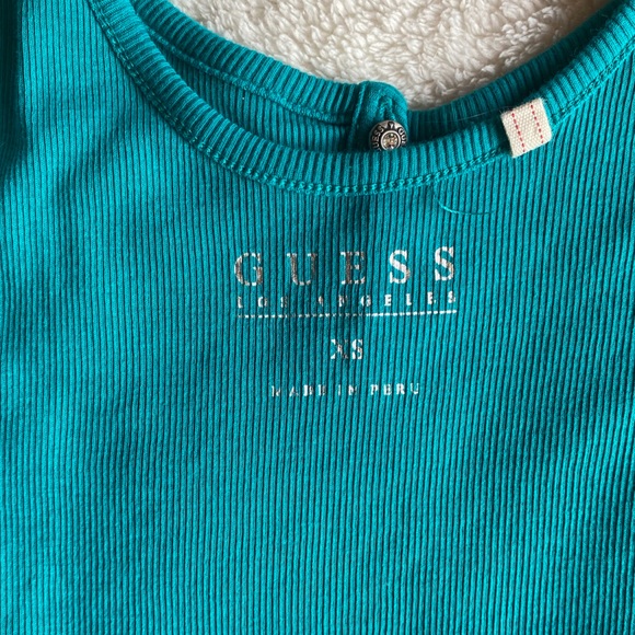 Guess Y2K turquoise teal cotton tank with rhinestone - Picture 4 of 4